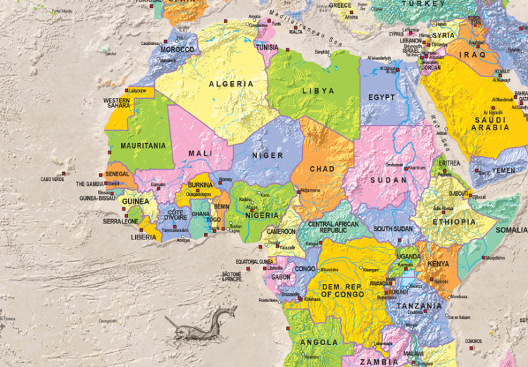 Cuadro decorativo Tierras desconocidas (1 parte) - mapa mundial colorido estilo vintage 95929 additionalImage 5