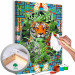 Cuadro para pintar por números Pensive Cat - Tiger among Grass and Abstract Colored Background 146549