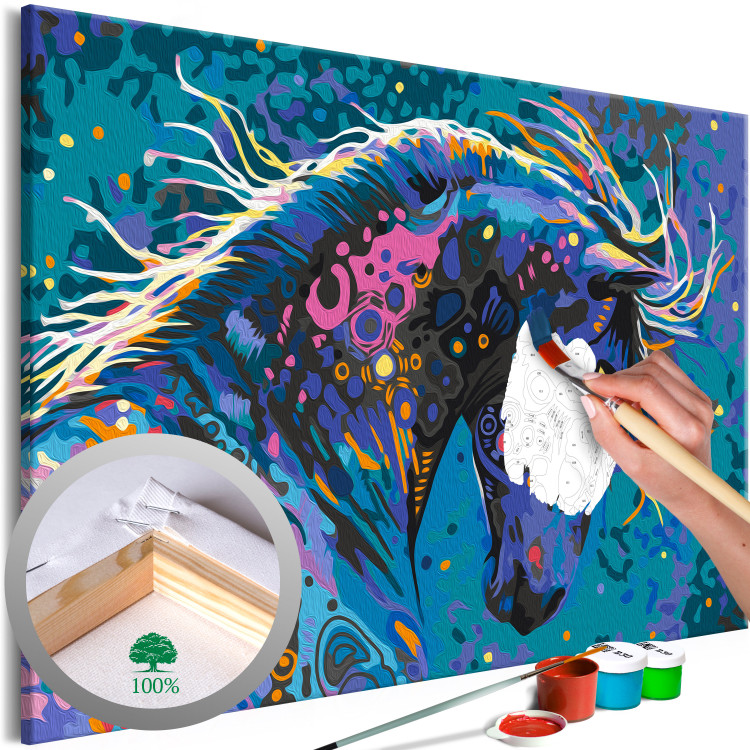 Cuadro para pintar por números Starry Horse - Colorful Animal with Abstract Fur 144079