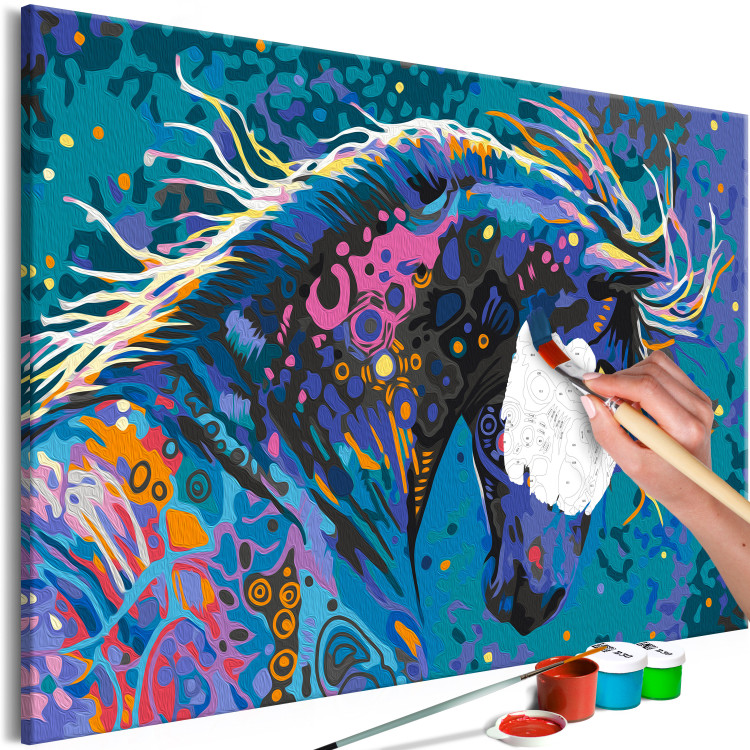 Cuadro para pintar por números Starry Horse - Colorful Animal with Abstract Fur 144079 additionalImage 3