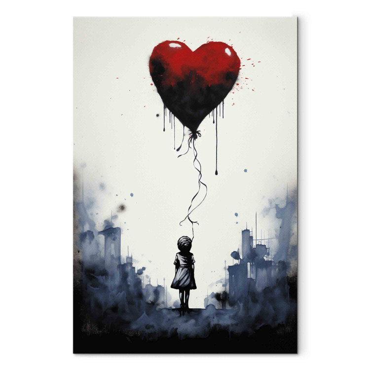 Cuadro XXL Flying Balloon - Watercolor Composition in Banksy Style [Large Format] 151879