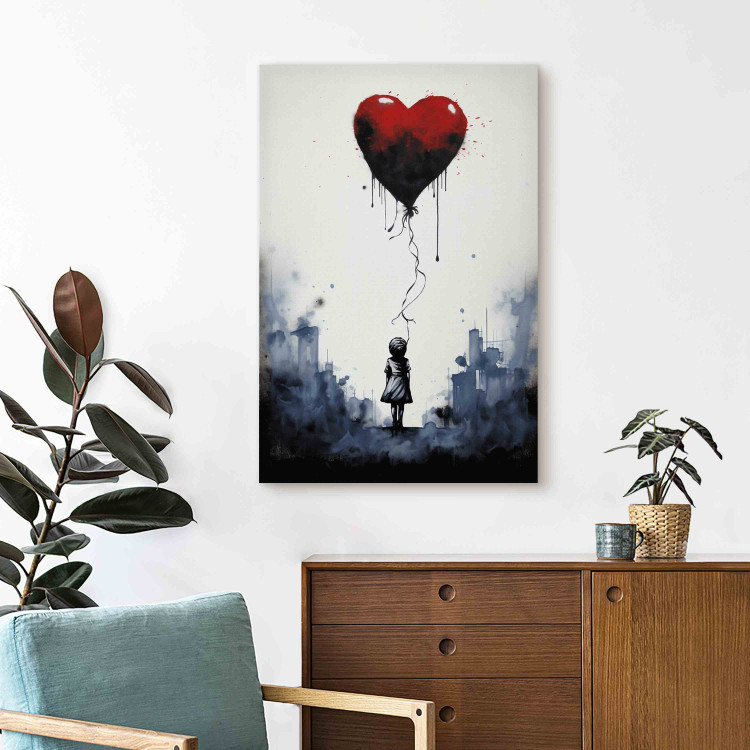 Cuadro XXL Flying Balloon - Watercolor Composition in Banksy Style [Large Format] 151879 additionalImage 5