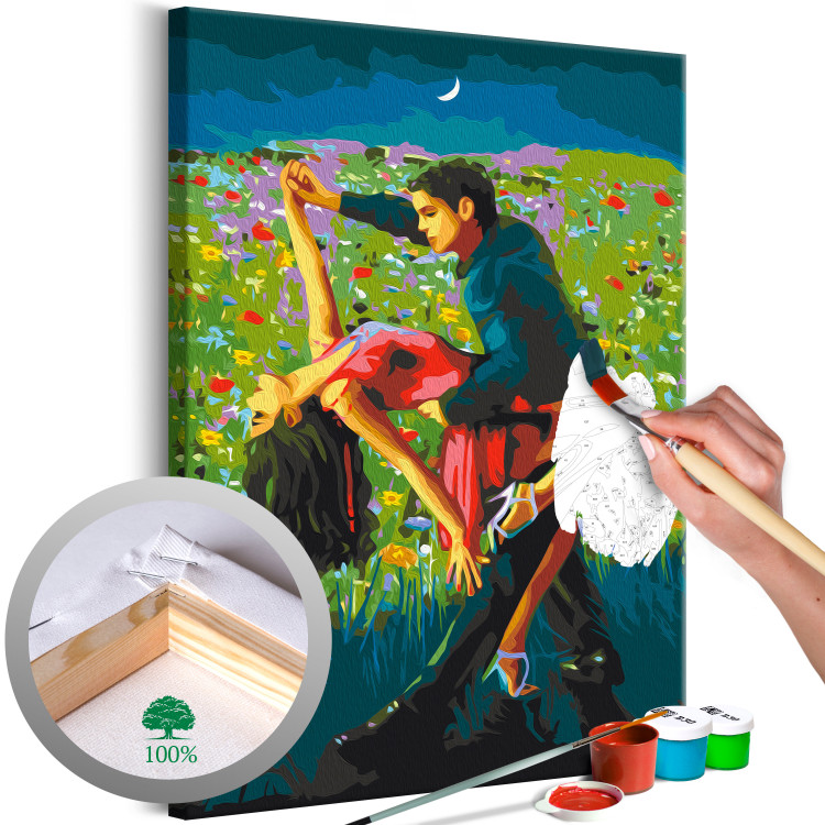Cuadro para pintar con números Tango in the Moonlight - A Dancing Couple in a Colorful Meadow 144089