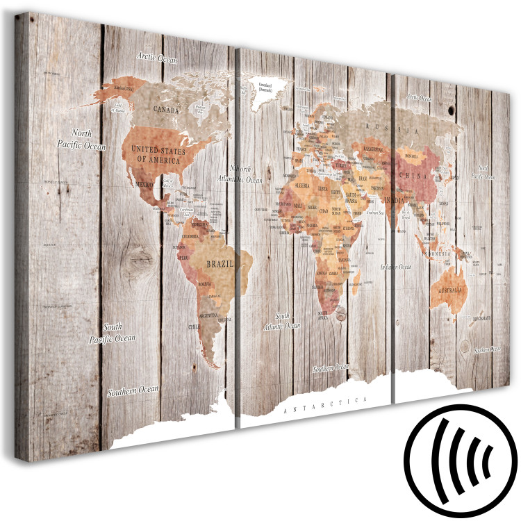 Cuadro World Map: Wooden Stories (3 Parts) 122199 additionalImage 6